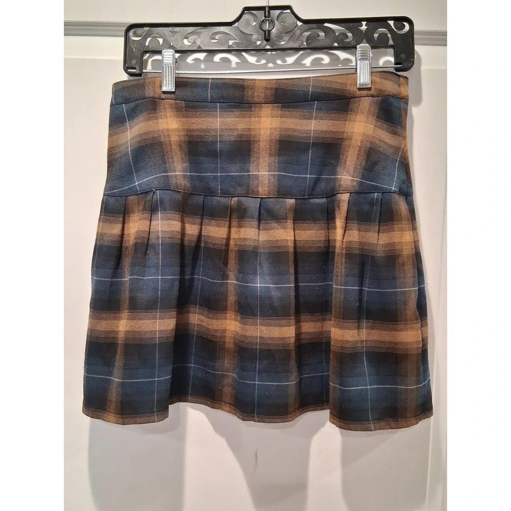 Dickies Size 9 Brown Plaid Pleated Mini Skirt Academic Grunge‎ Schoolgirl Style
